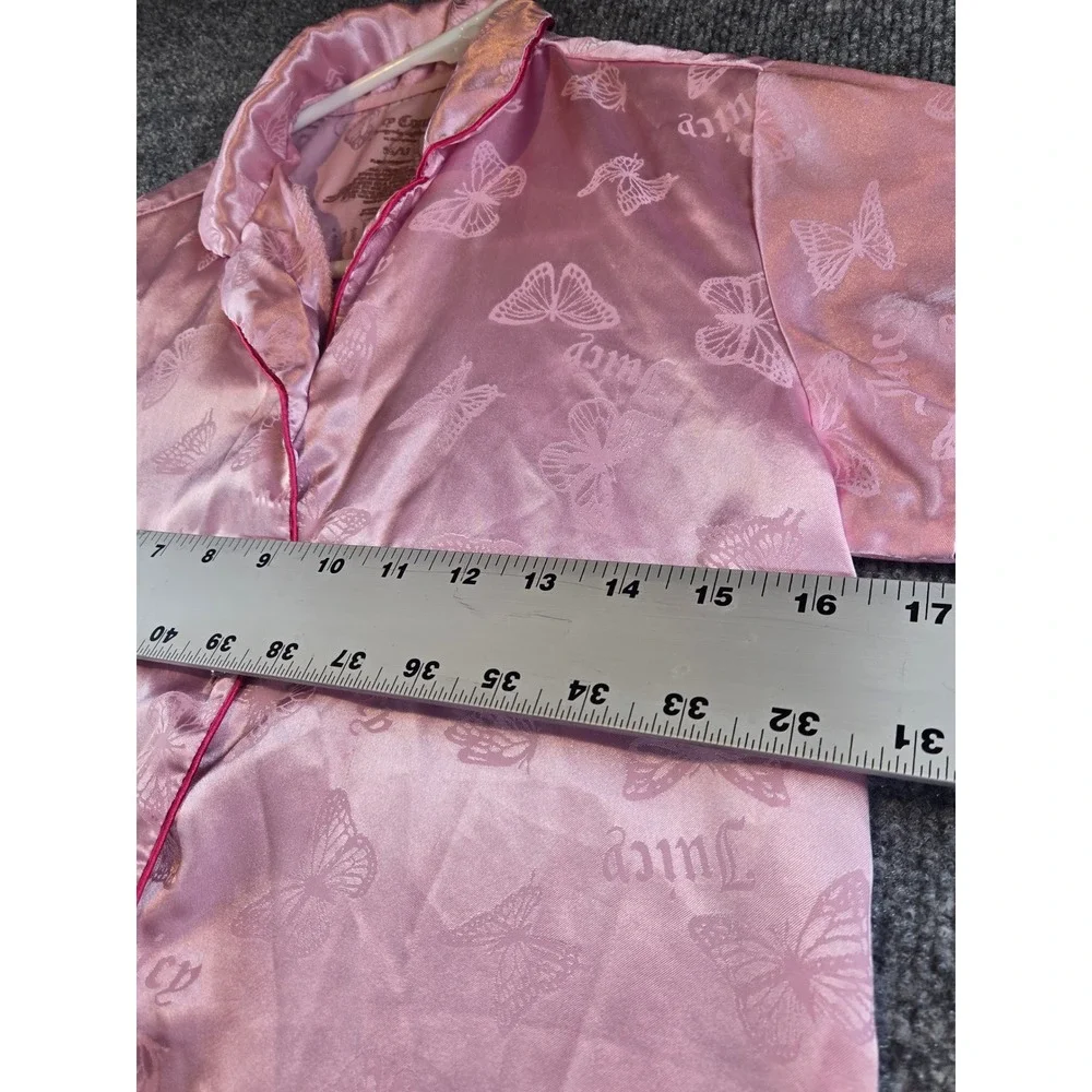 Juicy Couture Pink Satin Butterfly Jacquard Sleep Shirt Girls Size 10/12